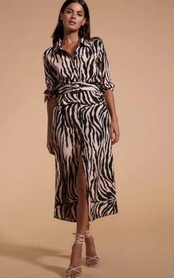 Alva Midi Shirt Dress In Blush Zebra