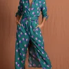 Alva Midi Shirt Dress In Polka Dot Purple On Green