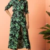 Alva Midi Shirt Dress In Tropic Green On Black