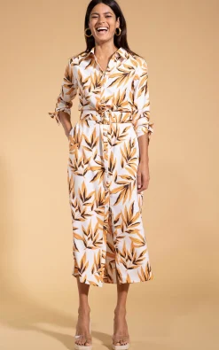 Alva Midi Shirt Dress In Tropic Natural