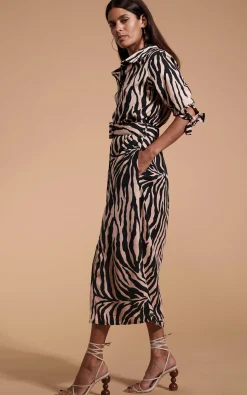 Alva Midi Shirt Dress In Blush Zebra