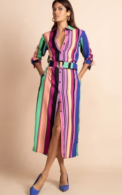 Alva Midi Shirt Dress In Stripe