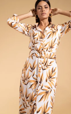 Alva Midi Shirt Dress In Tropic Natural