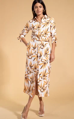Alva Midi Shirt Dress In Tropic Natural