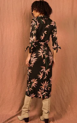 Alva Midi Shirt Dress In Bamboo Black Base