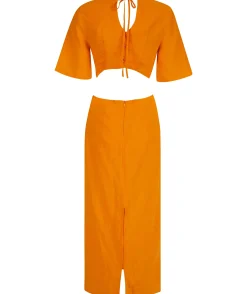 Arabella Linen Dress In Orange