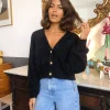 Ariana Cropped Cardigan In Black