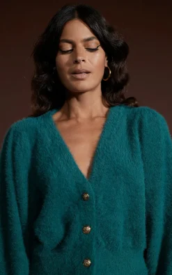 Ariana Cropped Cardigan In Forest Green