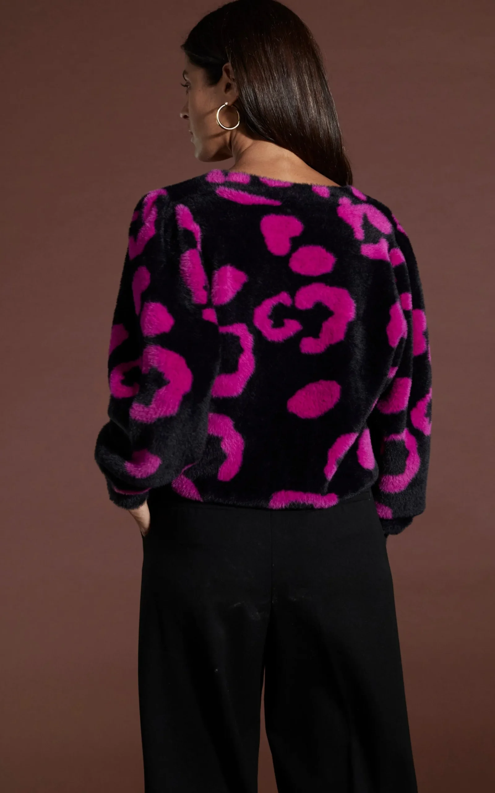 Bambino Cardigan In Cerise On Black Leopard