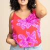 Birdie Cami In Pink On Red Bloom