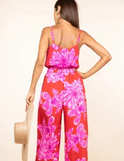 Birdie Cami In Pink On Red Bloom