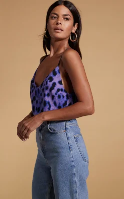 Birdie Cami Top In Lilac Leopard