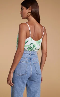 Birdie Cami Top In Tropic Green On White