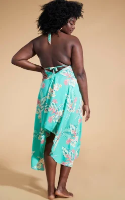 Boho Maxi Dress In Green Tropical