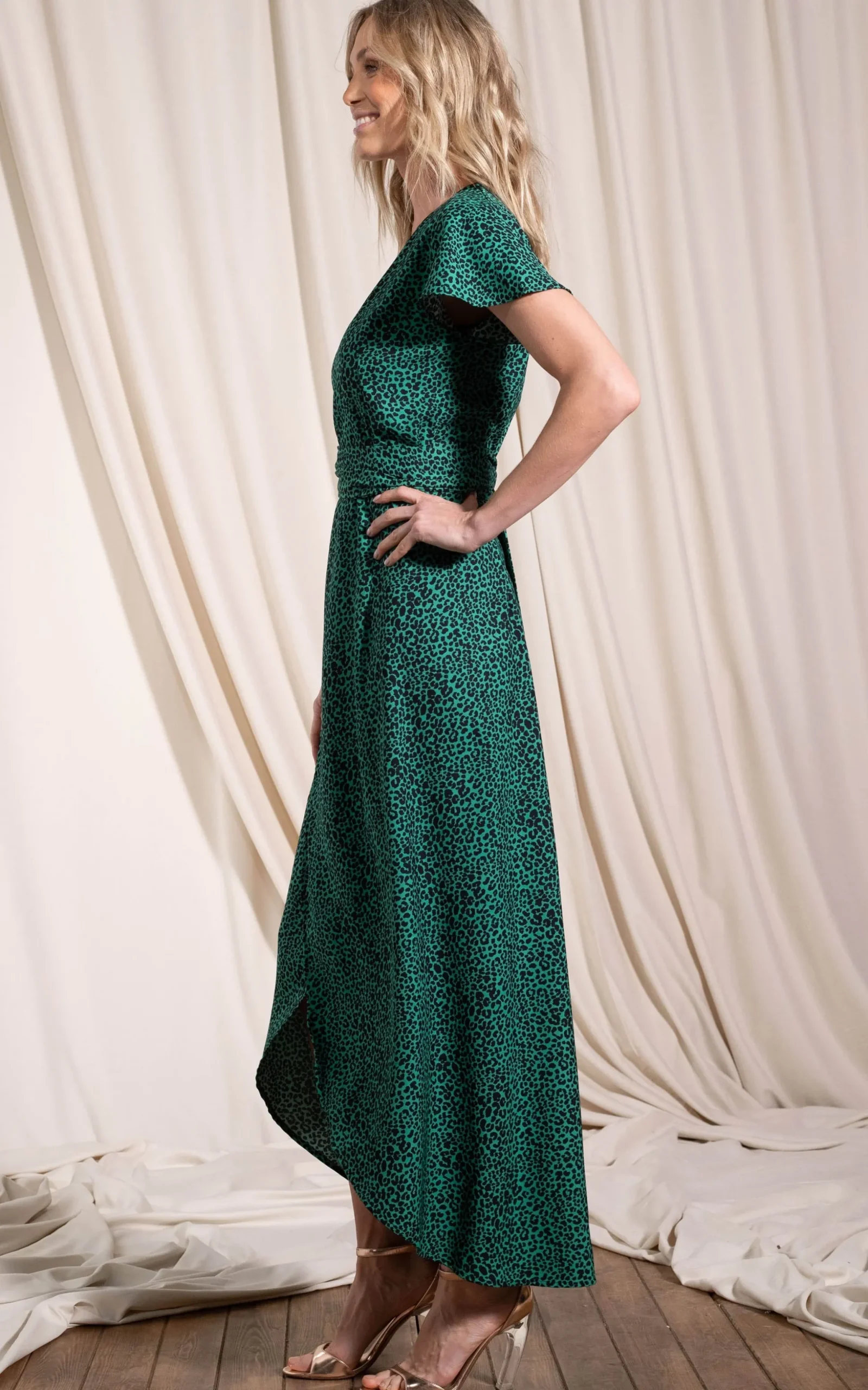 Cayenne Dress In Small Green Leopard