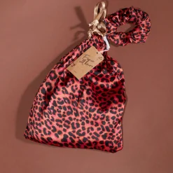 Cosmos Satin Long Leg Pj Set In Ruby Red Leopard