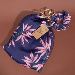 Cosmos Satin Long Leg Pj Set In Bamboo Navy Base