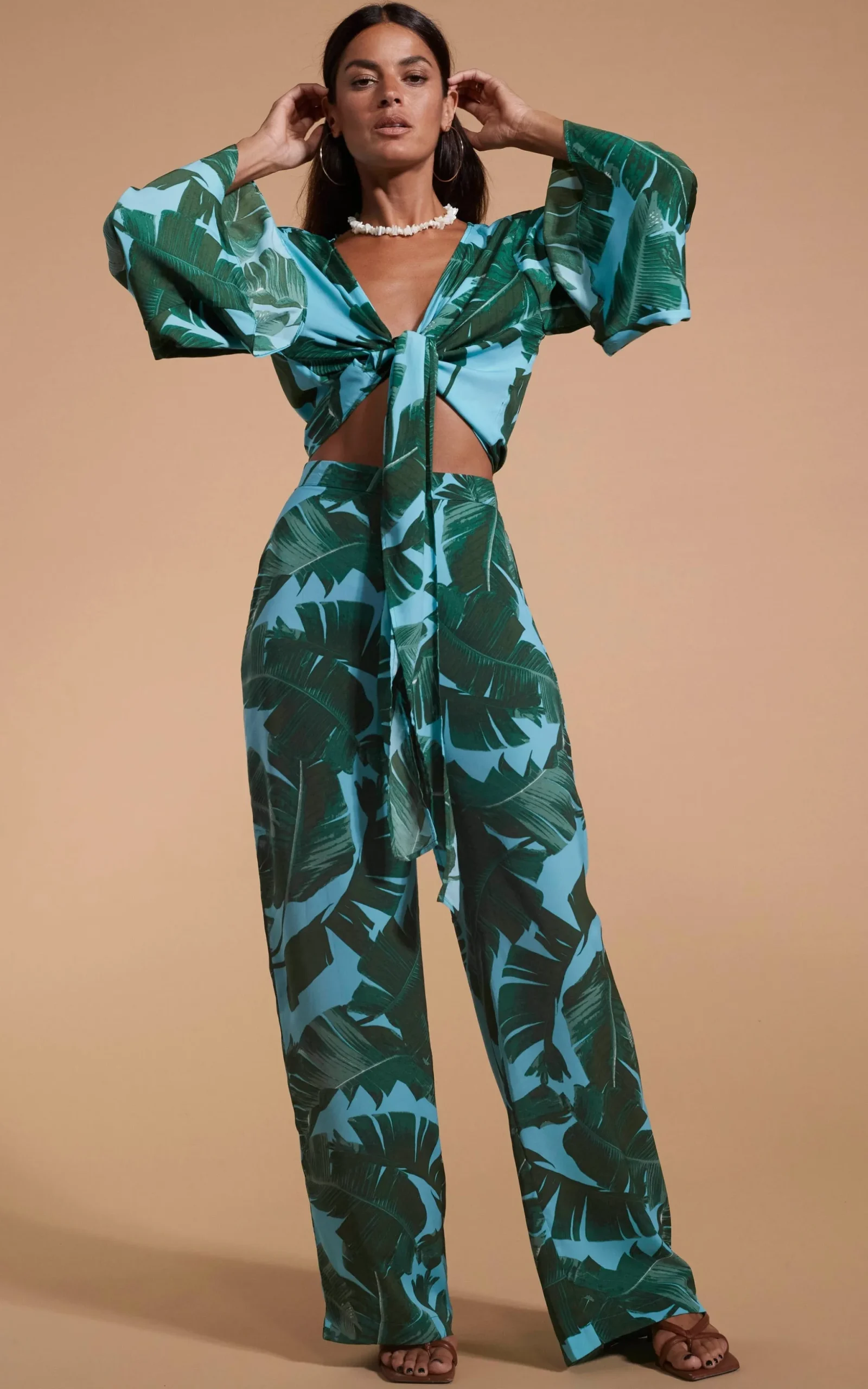 Cuba Trousers In Vintage Palm Blue Base