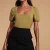 Daphne Pointelle Top In Khaki