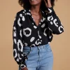 Dixie Balloon Sleeve Shirt In Oversized Mono Leopard