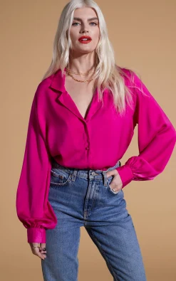 Dixie Balloon Sleeve Shirt In Magenta