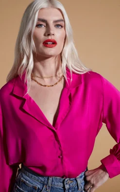Dixie Balloon Sleeve Shirt In Magenta
