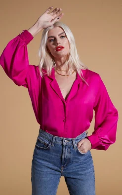 Dixie Balloon Sleeve Shirt In Magenta