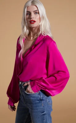 Dixie Balloon Sleeve Shirt In Magenta