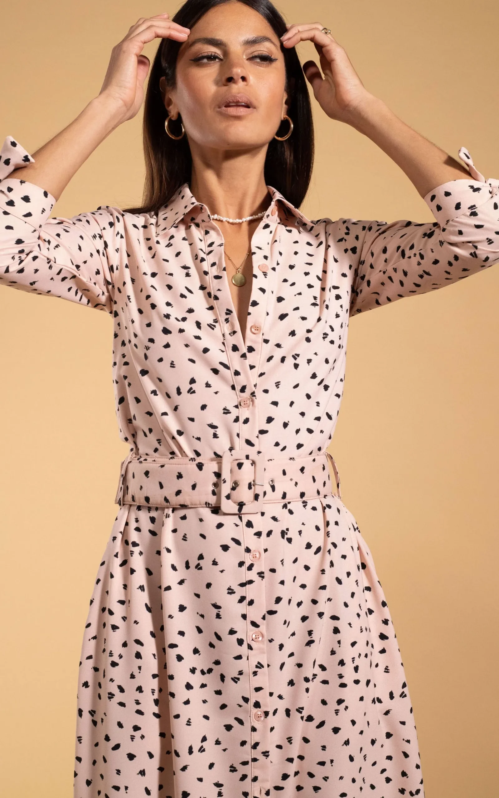 Dove Dress In Abstract Black On Beige