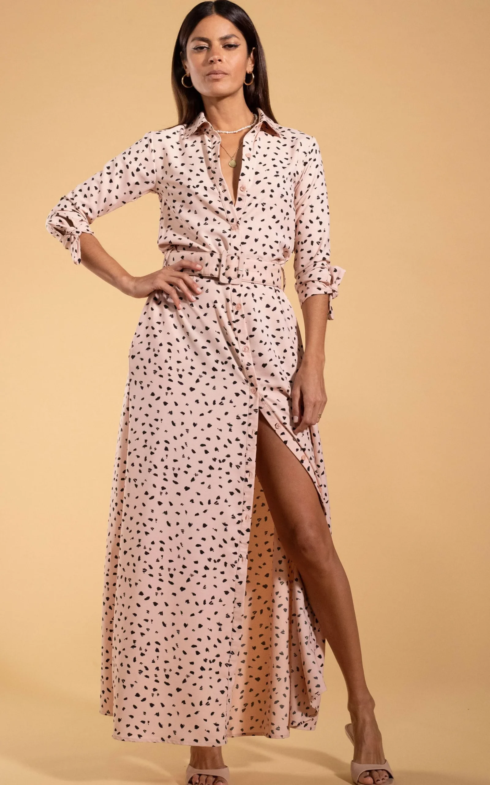 Dove Dress In Abstract Black On Beige