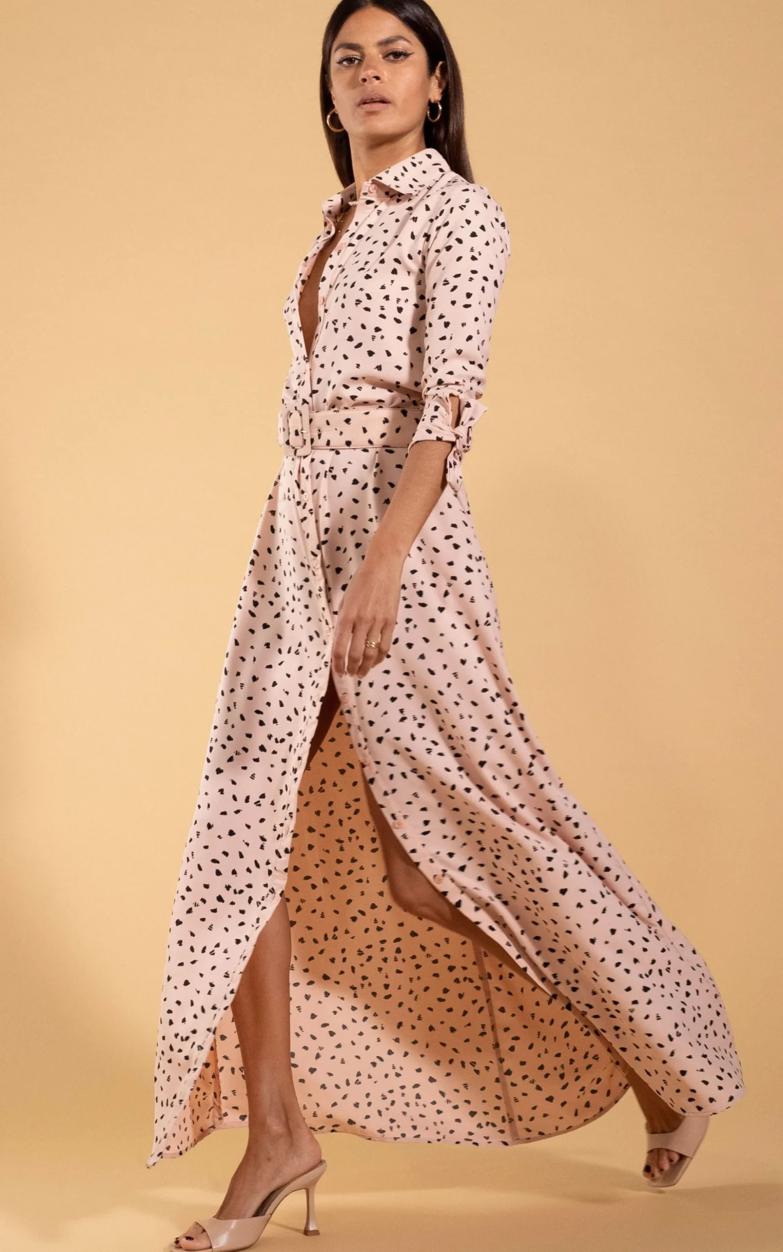 Dove Dress In Abstract Black On Beige