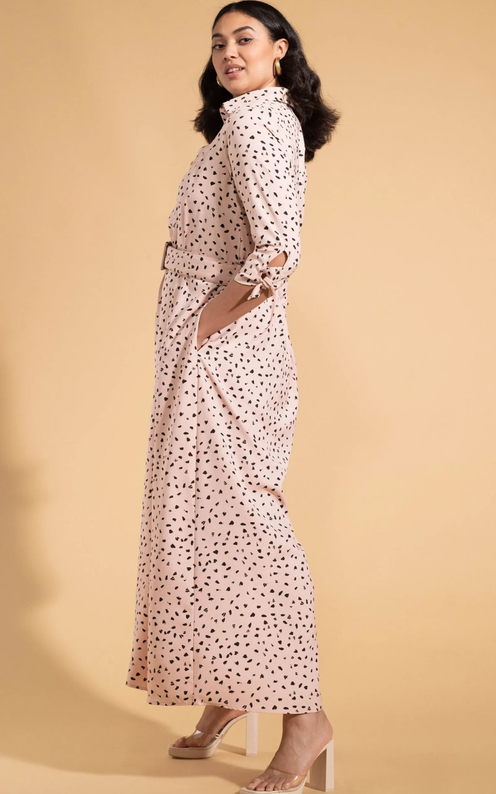 Dove Dress In Abstract Black On Beige