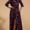 Dove Dress In Abstract Dot Pink On Black