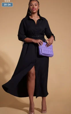 Dove Dress In Black-Extended Sizing