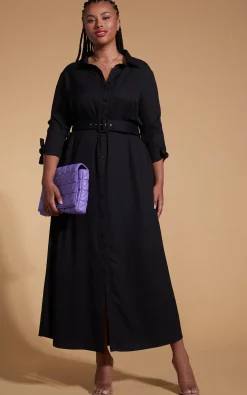 Dove Dress In Black-Extended Sizing