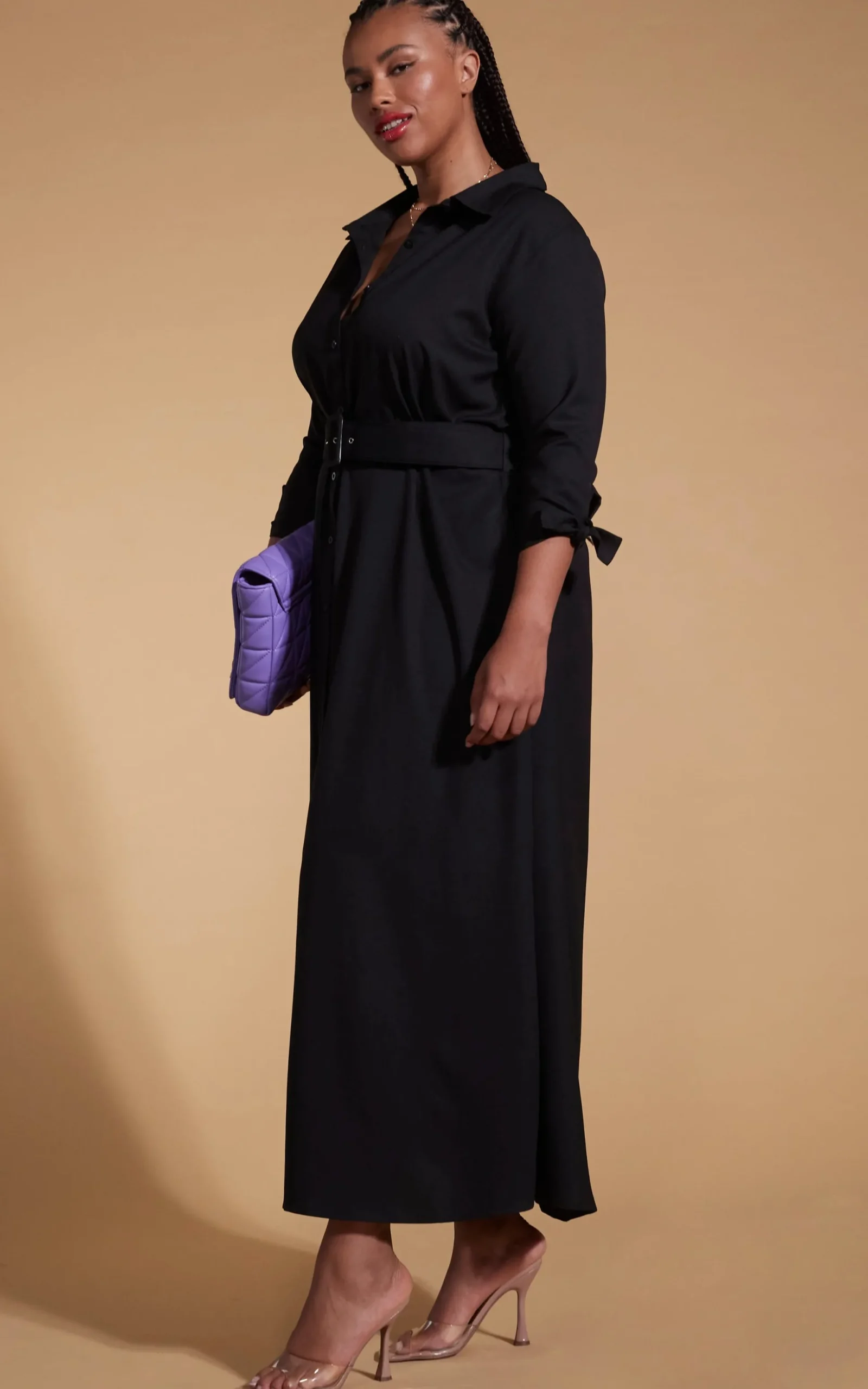 Dove Dress In Black-Extended Sizing