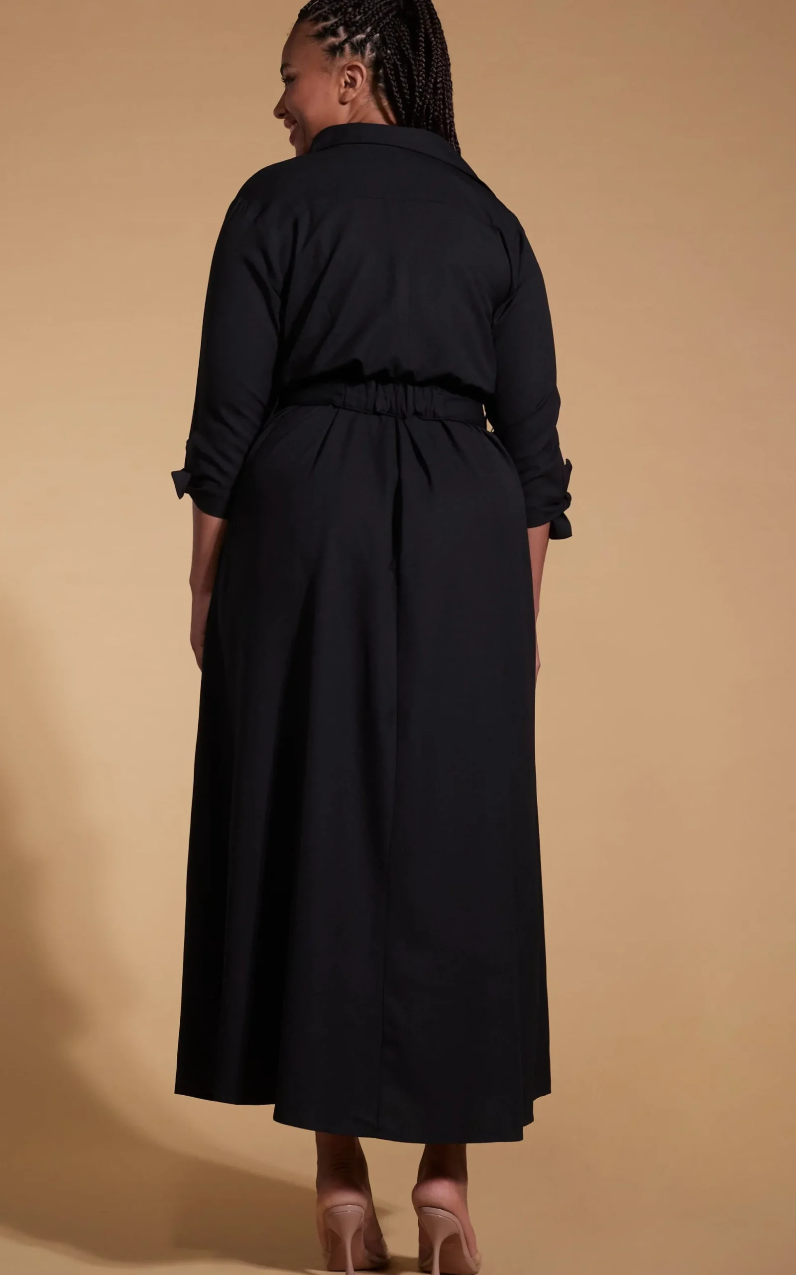 Dove Dress In Black-Extended Sizing