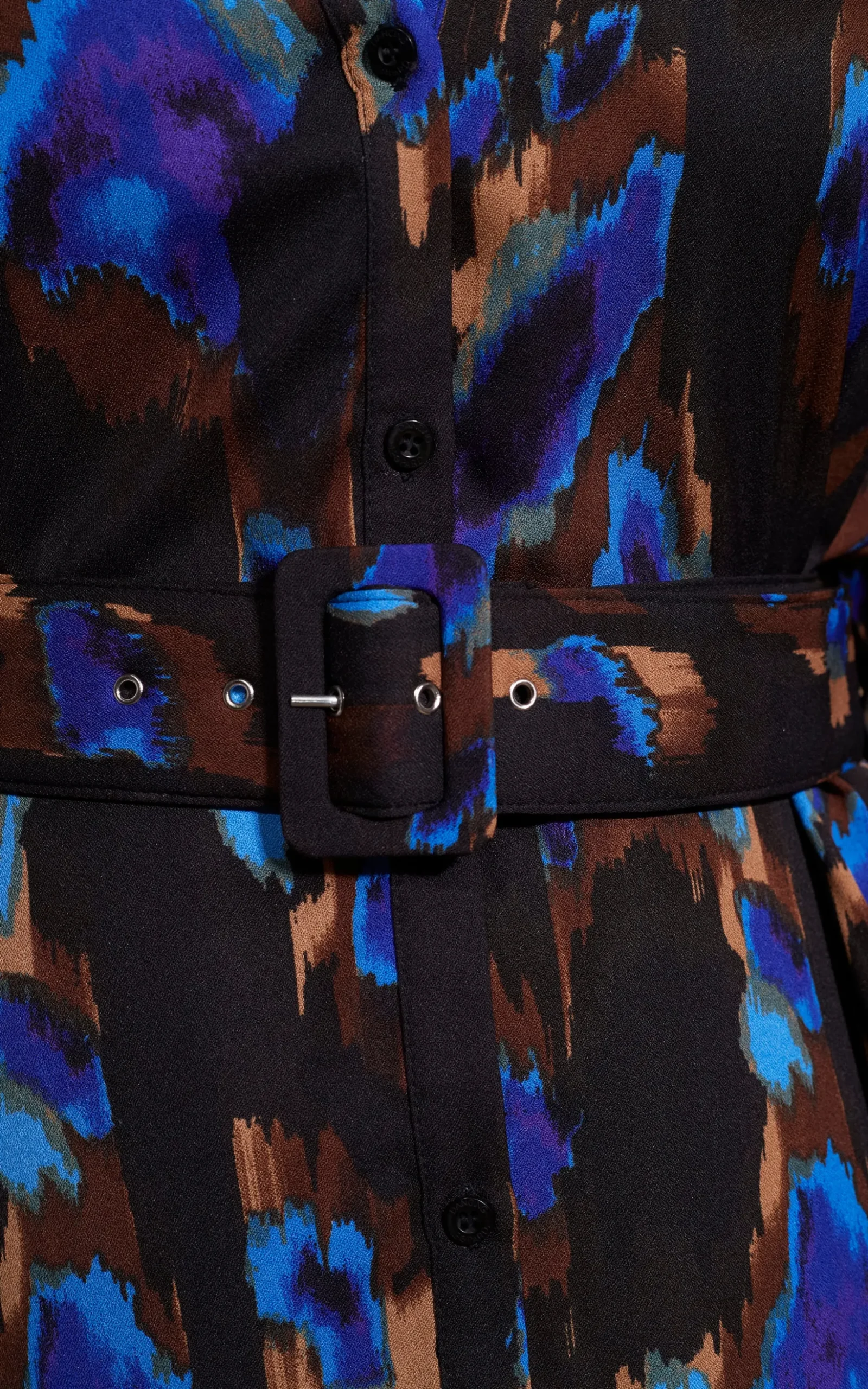 Dove Dress In Camo Abstract Blue On Black- Extended Sizing