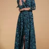 Dove Dress In Fan Turquoise On Black