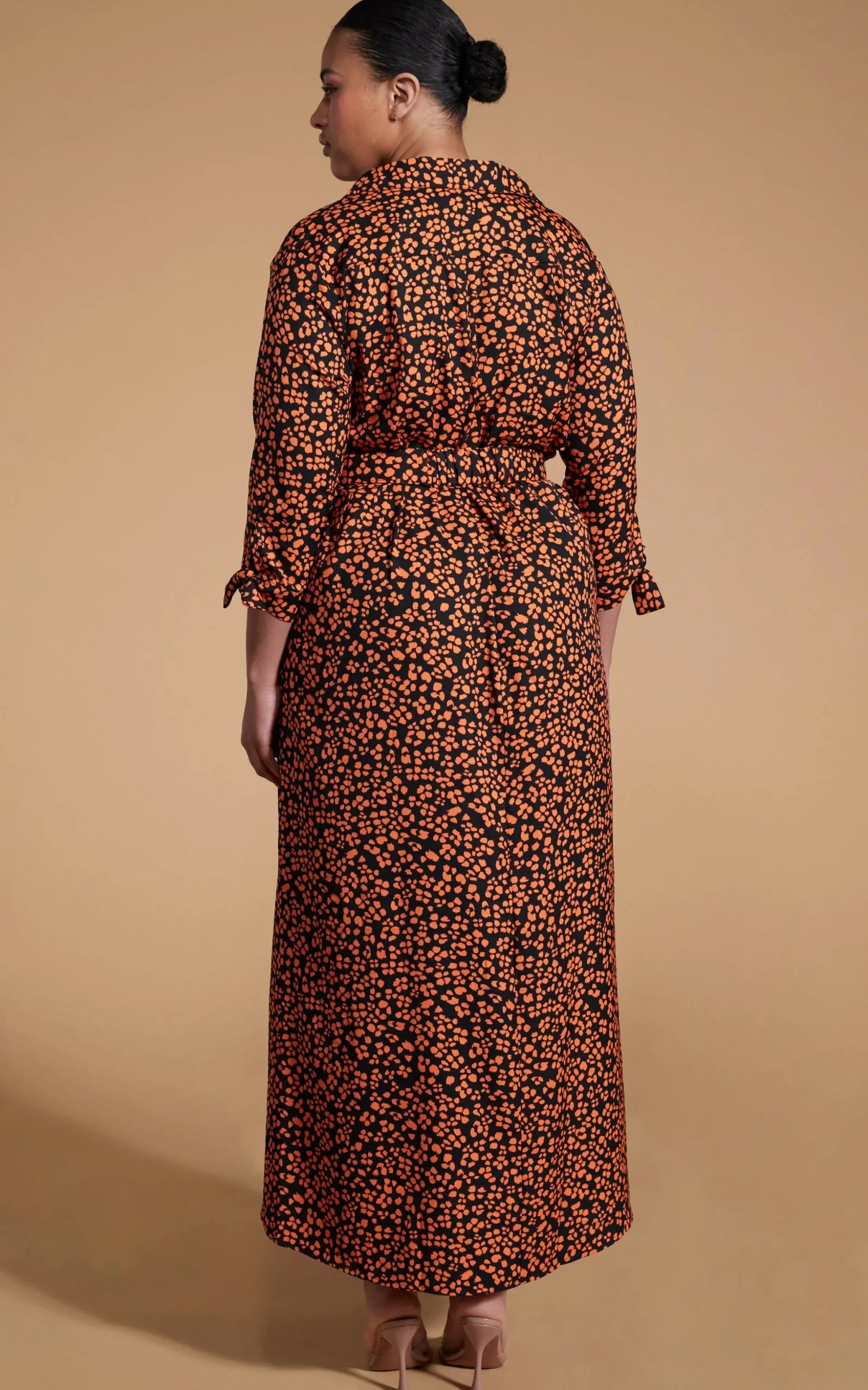 Dove Dress In Orange On Black Leopard-Extended Sizing