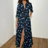 Dove Dress In Polka Dot Blue On Black