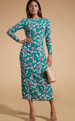 Estella Midaxi Dress In Green Tulip