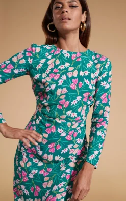 Estella Midaxi Dress In Green Tulip