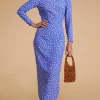 Estella Midaxi Dress In Odd Dot Pink On Amparo Blue