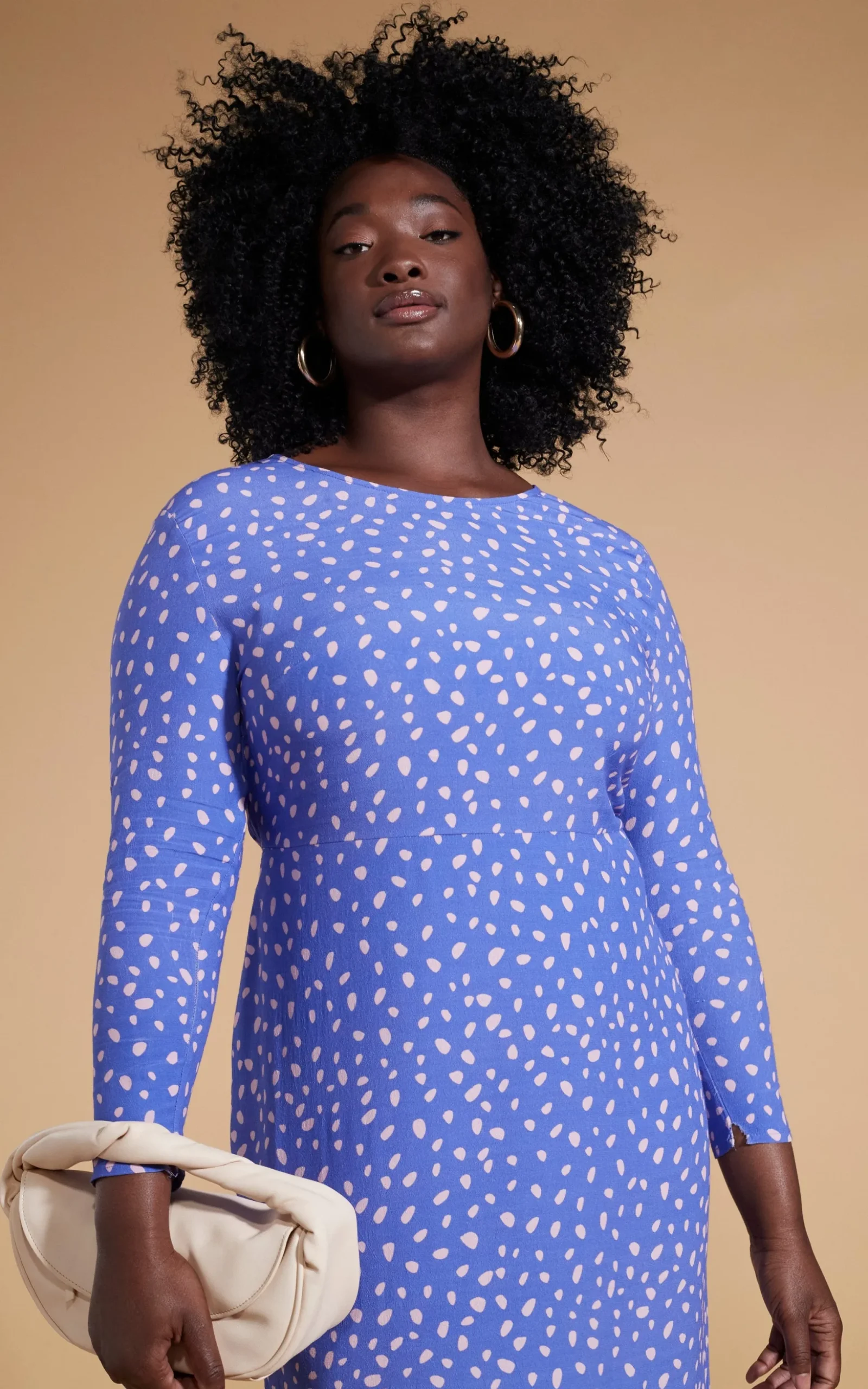 Estella Midaxi Dress In Odd Dot Pink On Amparo Blue