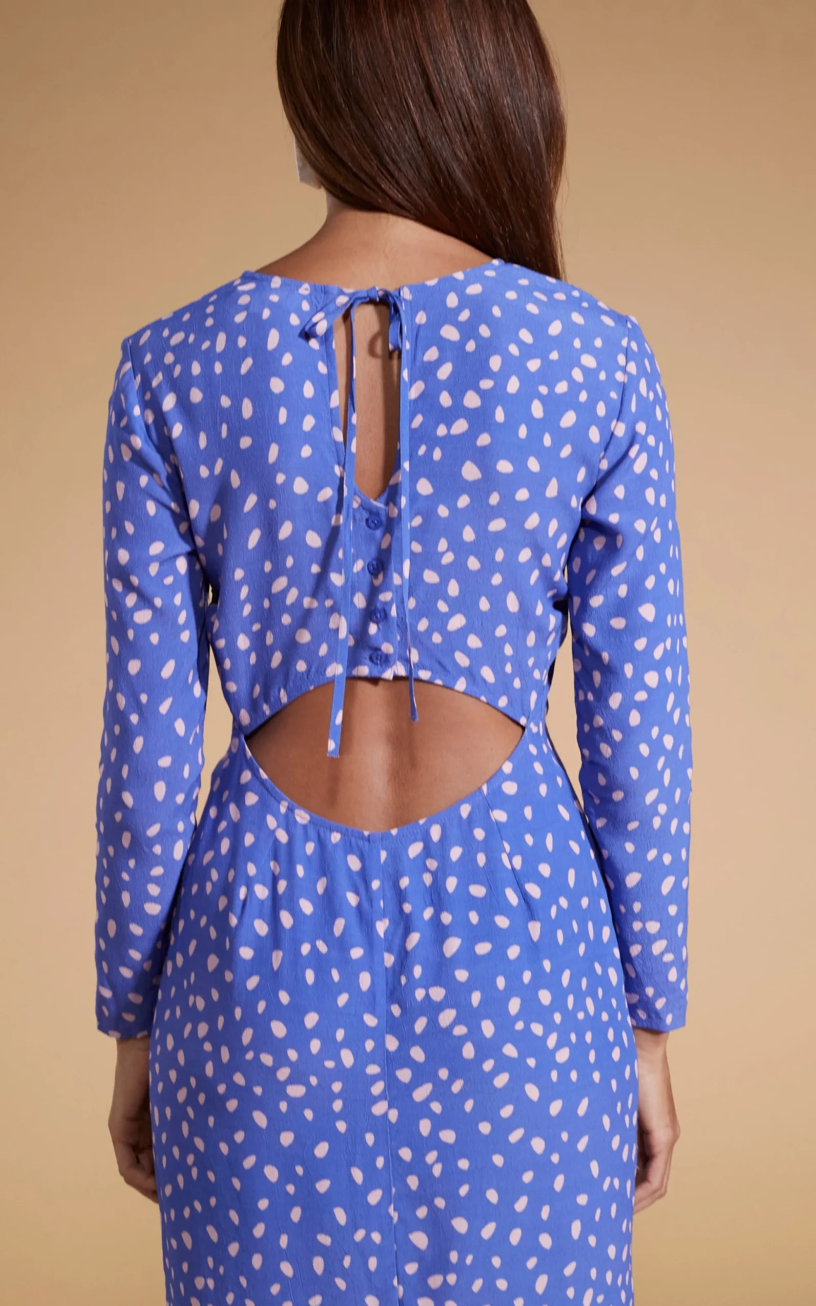 Estella Midaxi Dress In Odd Dot Pink On Amparo Blue
