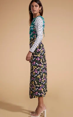 Estella Midaxi Dress In Tulip And Polka Dot Mix