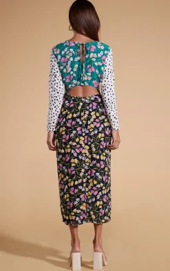 Estella Midaxi Dress In Tulip And Polka Dot Mix