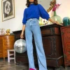 Felix Cropped High Neck Jumper In Blue