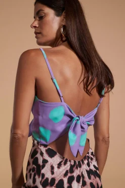 Florence Dress In Green On Purple Dot & Blush Leopard